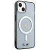 BMW BMHMP14SHCRS dėklas Apple iPhone 14 15 13 6.1″ skaidrus kietas dėklas Sidabrinis Ring MagSafe