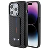 Dėklas BMW BMHCP15LGSPCCK Apple iPhone 15 Pro 6.1″ juodos spalvos kietas dėklas Grip Stand Smooth & Carbon