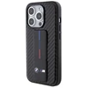 Dėklas BMW BMHCP15LGSPCCK Apple iPhone 15 Pro 6.1″ juodos spalvos kietas dėklas Grip Stand Smooth & Carbon