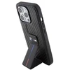 Dėklas BMW BMHCP15LGSPCCK Apple iPhone 15 Pro 6.1″ juodos spalvos kietas dėklas Grip Stand Smooth & Carbon