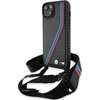 Dėklas BMW BMHCP15S23 PSVTK Apple iPhone 15 14 13 6.1″ juodos spalvos kietas dėklas M Edition Carbon Tricolor Lines & S