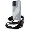 BMW BMHCP16S23PSCCG Apple iPhone 16 6.1 pilkas kietas dėklas M Edition anglies pluošto juostele ir dirželiu