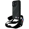 Dėklas BMW BMHCP16S23PSCCK Apple iPhone 16 6.1″ juodos spalvos hardcase M Edition Carbon Stripe & Strap