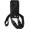 Dėklas BMW BMHCP16S23PSCCK Apple iPhone 16 6.1″ juodos spalvos hardcase M Edition Carbon Stripe & Strap