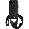 Dėklas BMW BMHCP15M23 PSCCK Apple iPhone 15 Plus 14 Plus 6.7″ juodos spalvos kietas dėklas M Edition Carbon Stripe & Stra