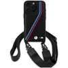 Dėklas BMW BMHCP16L23PSVTK Apple iPhone 16 Pro 6.3″ juodos spalvos hardcase M Edition Carbon Tricolor Lines & Strap