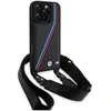 Dėklas BMW BMHCP16L23PSVTK Apple iPhone 16 Pro 6.3″ juodos spalvos hardcase M Edition Carbon Tricolor Lines & Strap