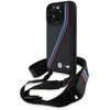 Dėklas BMW BMHCP16L23PSVTK Apple iPhone 16 Pro 6.3″ juodos spalvos hardcase M Edition Carbon Tricolor Lines & Strap