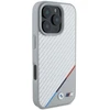 BMW BMHMP16L23 PUDTS Apple iPhone 16 Pro 6.3″ pilkas kietas dėklas M Carbon Tricolor Line MagSafe