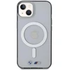 BMW BMHMP14MHCRS dėklas Apple iPhone 14 Plus 15 Plus 6.7″ skaidrus kietas dėklas Sidabrinis Ring MagSafe