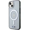 BMW BMHMP14MHCRS dėklas Apple iPhone 14 Plus 15 Plus 6.7″ skaidrus kietas dėklas Sidabrinis Ring MagSafe