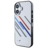 BMW BMHCP16S23HTRAG Apple iPhone 16 6.1″ pilkas kietas dėklas Motorsport IML Random Stripes