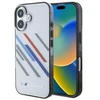 BMW BMHCP16M23HTRAG Apple iPhone 16 Plus 6.7″ pilkas kietas dėklas Motorsport IML Random Stripes
