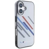 BMW BMHCP16M23HTRAG Apple iPhone 16 Plus 6.7″ pilkas kietas dėklas Motorsport IML Random Stripes