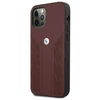 BMW BMHCP12MRSPPR Apple iPhone 12 / 12 Pro 6,1″ red kietas dėklas Leather Curve Perforate
