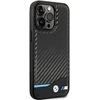 Dėklas BMW BMHCP13X22NBCK Apple iPhone 13 Pro Max 6.7″ juodos spalvos kietas dėklas Leather Carbon