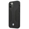 BMW BMHCP12MRSCSK Apple iPhone 12 / 12 Pro 6,1″ juodos spalvos kietas dėklas Leather Perforate Sides