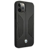 BMW BMHCP12MRSCSK Apple iPhone 12 / 12 Pro 6,1″ juodos spalvos kietas dėklas Leather Perforate Sides