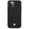 BMW BMHCP12MRSCSK Apple iPhone 12 / 12 Pro 6,1″ juodos spalvos kietas dėklas Leather Perforate Sides
