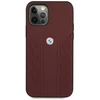 BMW BMHCP12LRSPPR Apple iPhone 12 Pro Max 6,7″ red kietas dėklas Leather Curve Perforate
