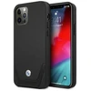 BMW BMHCP12MRSWPK iPhone 12 / 12 Pro 6,1″ juodos spalvos kietas dėklas Leather Perforate