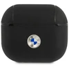 BMW BMA3SSLBK AirPods 3 dėklas juodos spalvos Geniune Leather sidabro spalvos Logo
