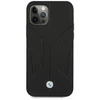 BMW BMHCP12LRSCSK Apple iPhone 12 Pro Max 6,7″ juodos spalvos kietas dėklas Leather Perforate Sides