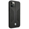 BMW BMHCP12LRSCSK Apple iPhone 12 Pro Max 6,7″ juodos spalvos kietas dėklas Leather Perforate Sides