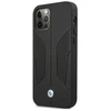 BMW BMHCP12LRSCSK Apple iPhone 12 Pro Max 6,7″ juodos spalvos kietas dėklas Leather Perforate Sides