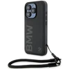 Dėklas BMW BMHCP15L23RMRLK Apple iPhone 15 Pro 6.1″ juodos spalvos kietas dėklas Signature Leather Wordmark Cord