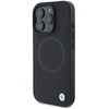 BMW BMHMP16X23RTPK Apple iPhone 16 Pro Max 6.9″ juodos spalvos kietas dėklas Sign Leather Half Textured And Circle MagSa