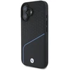 BMW BMHMP16S23RDCLK Apple iPhone 16 6.1″ juodos spalvos kietas dėklas Sign Leather Textured And Line MagSaf