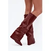 Bordo spalvos ilgaauliai batai virš kelių Step in style