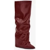 Bordo spalvos ilgaauliai batai virš kelių Step in style