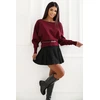 Bordo spalvos megztinis su diržu Italy Moda