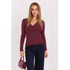 Bordo spalvos rumbuotas megztinis Italy Moda