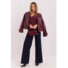 Bordo spalvos rumbuotas megztinis Italy Moda
