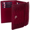 CALANDRA Portfel skórzany Damski Canaletto bordo premium krokodyl RFID
