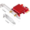 Ausinės CUDY WE3000S AX5400 Wi-Fi 6 tinklo plokštė su „Bluetooth“ 5.2, Intel AX210, PCIe, su radiatoriumi