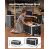 VEVOR Metalinių daiktų laikymo skrynių rinkinys iš 2 dalių su spynomis ir ratukais, didelė ir maža skrynios kelionėms, butui ir bendrabučiui, juoda daiktų saugojimo dėžė, lagaminas