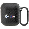 Dėklas AirPods 1/2 juodas/juodas Anglies pluošto dvigubo metalinio logotipo dizainas BMW