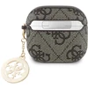 Guess 4G Script PC/PU Charm dėklas skirtas AirPods 4 rudos spalvos