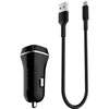 Įkroviklis automobilinis Borofone BZ2 su 2 USB jungtimis + Lightning (2.4A) juodas