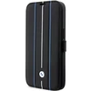 BMW BMBKP14L22RVSK dėklas Apple iPhone 14 Pro 6.1″ juodos spalvos bookdėklas Leather Stamp Mėlyna Lines