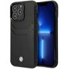 Dėklas Case BMW BMHCP14L22RSEPK iPhone 14 Pro 6.1" juodas/juodas Leather Card Slot