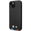 Dėklas BMW BMHCP14M22PTDK Apple iPhone 14 Plus / 15 Plus 6,7″ juodos spalvos Leather Stamp Tricolor