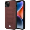 Dėklas BMW BMHCP14S22RPSR Apple iPhone 14 / 15 / 13 6.1" bordo spalvos odinės sėdynės su raštu
