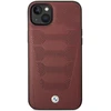 Dėklas BMW BMHCP14S22RPSR Apple iPhone 14 / 15 / 13 6.1" bordo spalvos odinės sėdynės su raštu