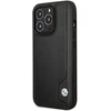 BMW BMHCP14X22RBDK dėklas Apple iPhone 14 Pro Max 6.7″ juodos spalvos kietas dėklas Leather Mėlyna Dots