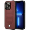 BMW BMHMP14L22RPSR dėklas Apple iPhone 14 Pro 6.1 bordo spalvos odinės sėdynės su MagSafe raštu